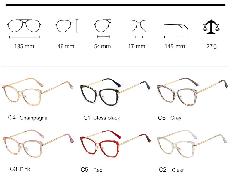 CCSpace Unisex Full Rim Cat Eye Tr 90 Titanium Frame Eyeglasses 48321 Full Rim CCspace