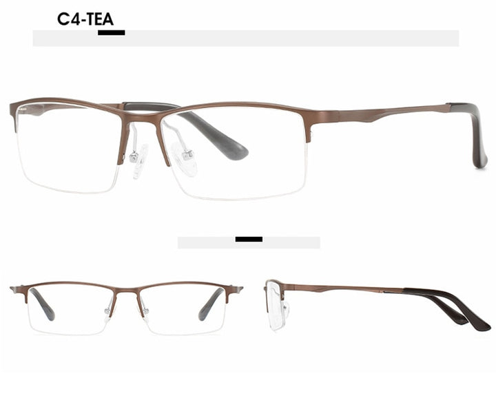 Hotony Unisex Semi Rim Rectangle Alloy Frame Eyeglasses 6263 Semi Rim Hotony