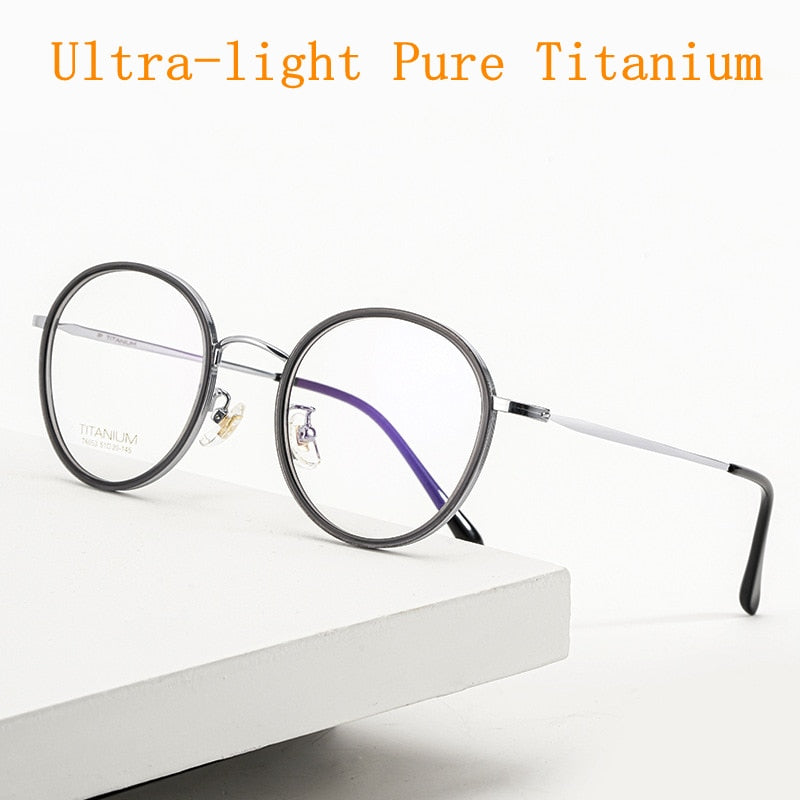Yimaruili Unisex Full Rim Elastic β Titanium Round Frame Eyeglasses T6053 Full Rim Yimaruili Eyeglasses