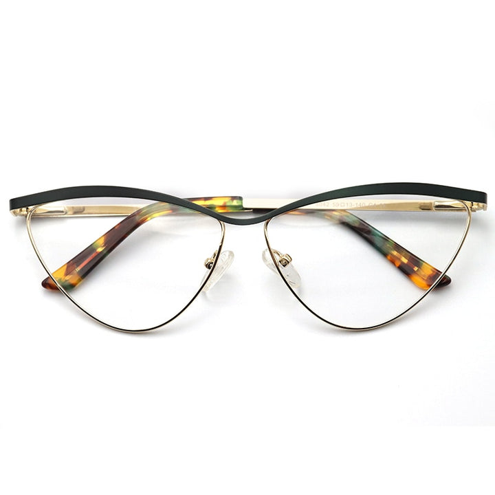 Laoyehui Women's Eyeglasses Cat Eye Alloy Frame 8042 Full Rim Laoyehui green