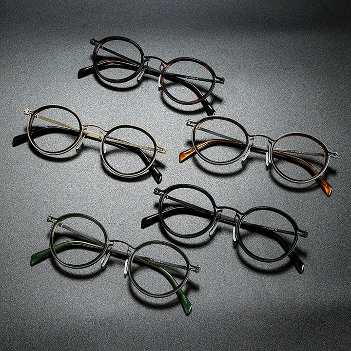 Gatenac Unisex Full Rim Round Titanium Frame Eyeglasses Gxyj639 Full Rim Gatenac