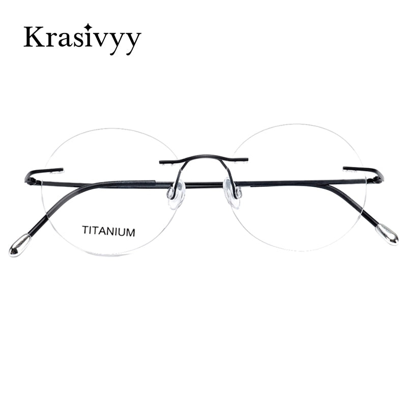 Krasivyy Unisex Rimless Round Titanium Eyeglasses Kr6012 Rimless Krasivyy