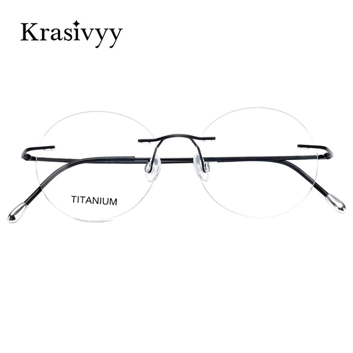 Krasivyy Unisex Rimless Round Titanium Eyeglasses Kr6012 Rimless Krasivyy