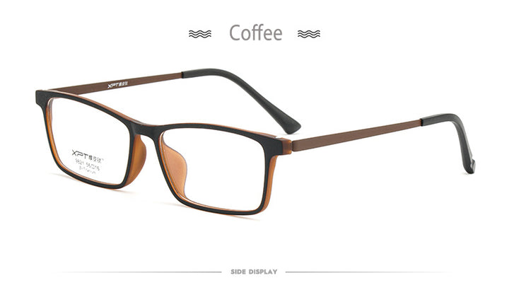 Hotony Unisex Full Rim Rectangle TR 90 Resin B Titanium Frame Eyeglasses 9821 Full Rim Hotony