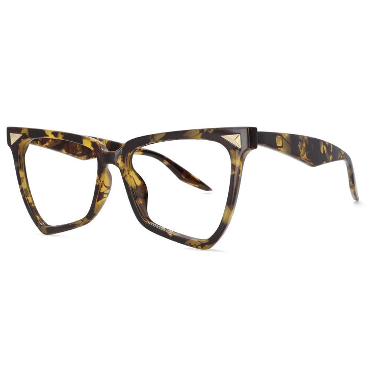 CCspace Women's Full Rim Oversized Square Tr 90 Titanium Frame Eyeglasses  53838 Full Rim CCspace leopard