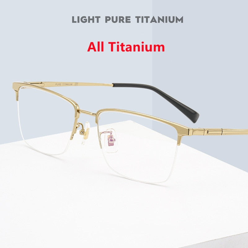 Yimaruili Men's Semi Rim Titanium Frame Eyeglasses 226186 Semi Rim Yimaruili Eyeglasses