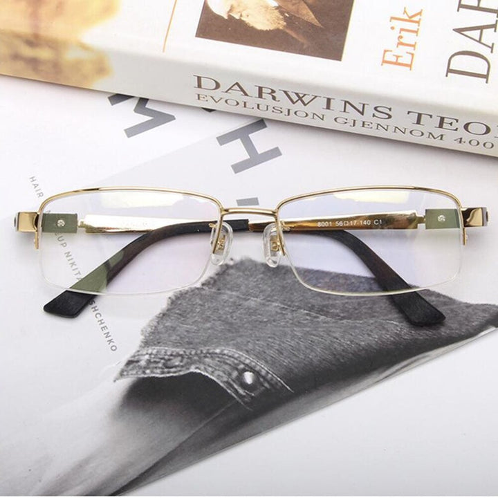 Chashma Ottica Men's Semi Rim Rectangle Titanium Eyeglasses 8001 Semi Rim Chashma Ottica