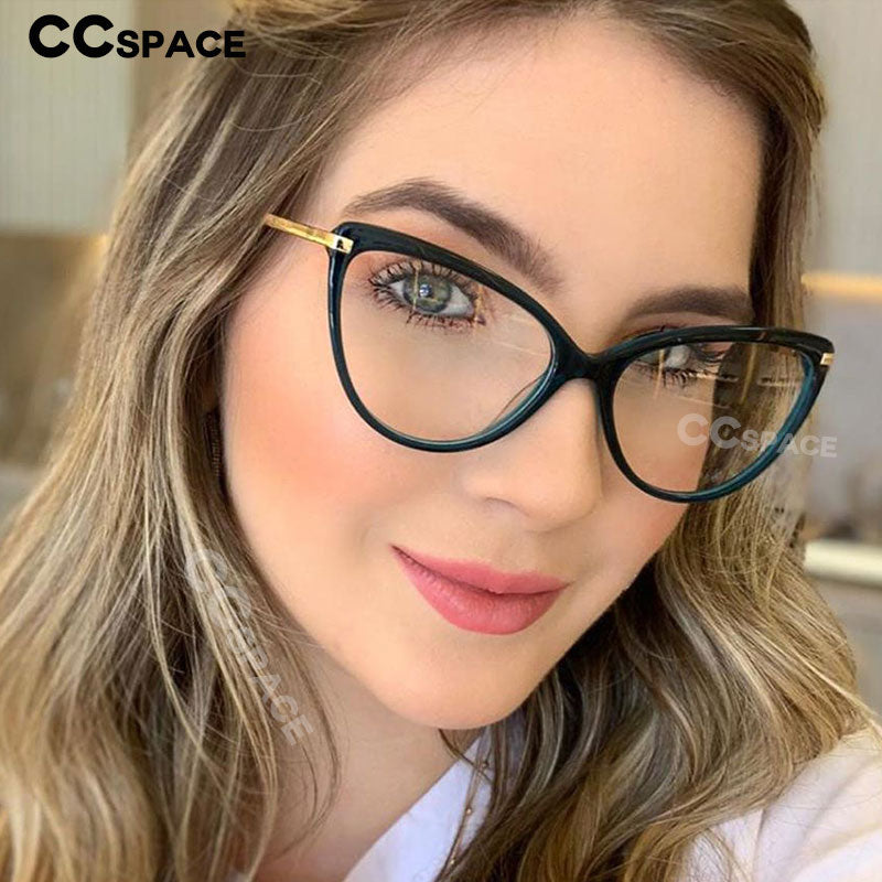 CCspace Unisex Full Rim Cat Eye Tr90 Titanium Frame Eyeglasses 45963 Full Rim CCspace