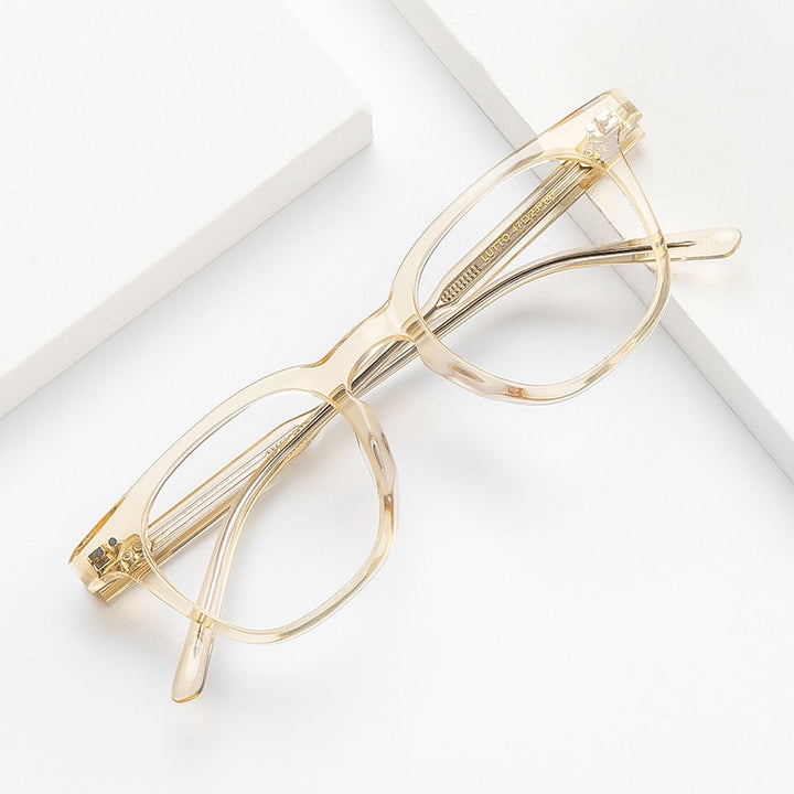 Gatenac Full Rim Square Acetate Frame Eyeglasses Gxyj645 Full Rim Gatenac LUTT Yellow