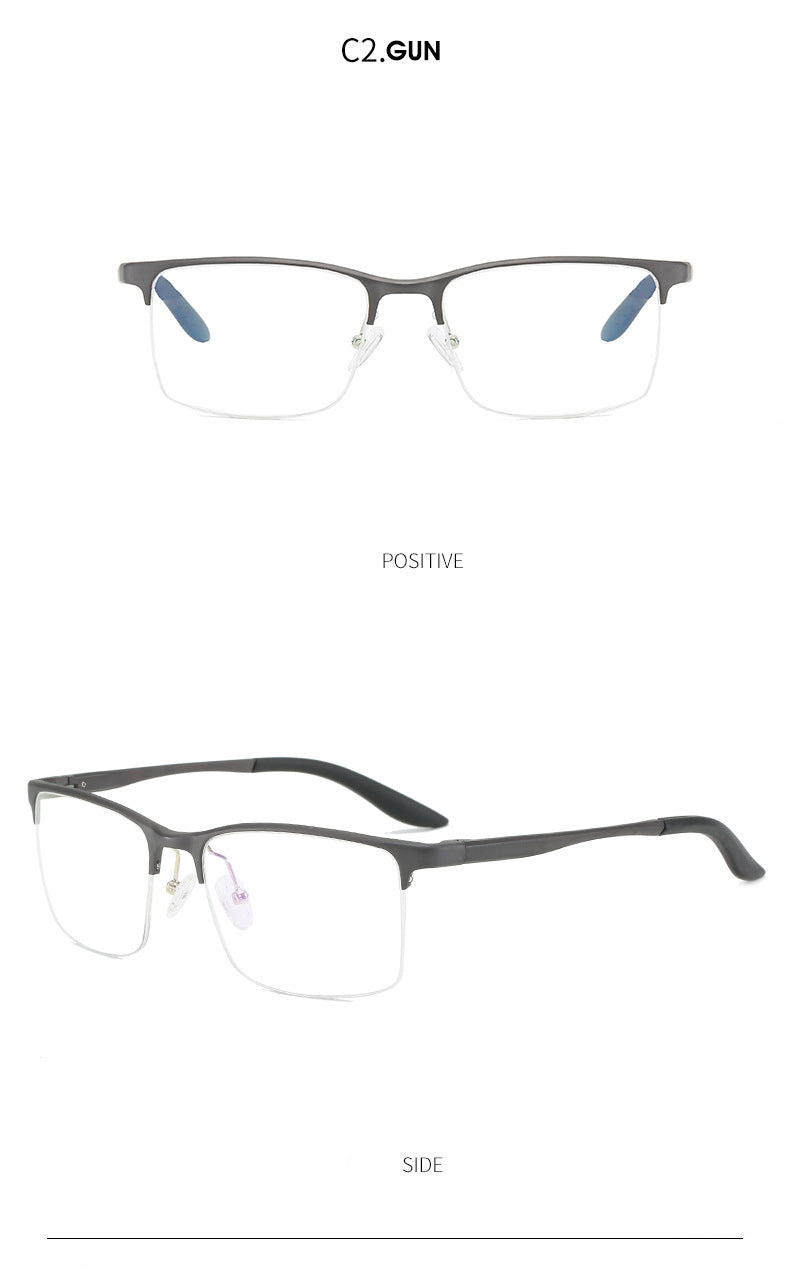 Hdcrafter Men's Semi Rim Square TR 90 Titanium Frame Eyeglasses P6325 Semi Rim Hdcrafter Eyeglasses