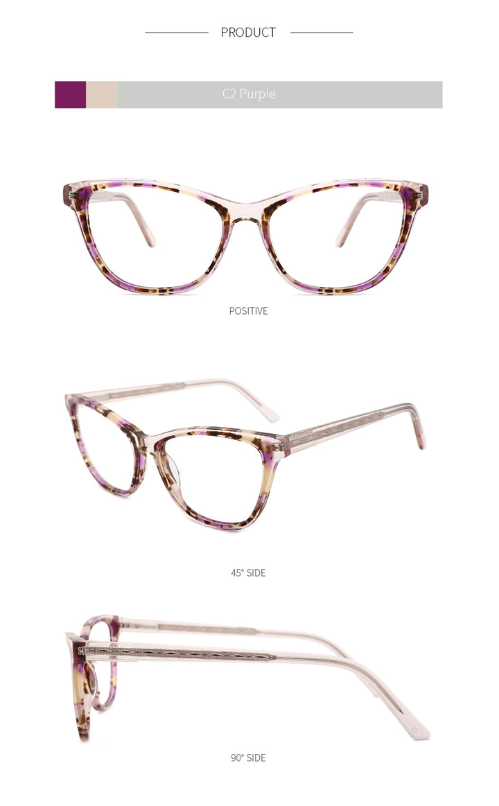 Kansept Women's Full Rim Cat Eye Acetate Frame Eyeglasses Fp1928 Full Rim Kansept
