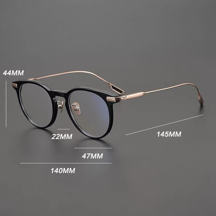 Gatenac Unisex Full Rim Round Titanium Acetate Frame Eyeglasses Gxyj702 Full Rim Gatenac