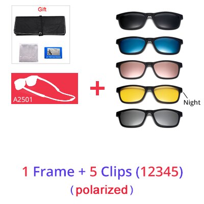 Ralferty Men's Full Rim Square Tr 90 Eyeglasses Clip On Sunglasses With Clip Ons Ralferty 1 Frame 5 Clip 12345 Full black frame