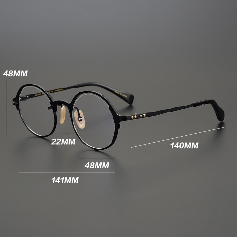 Gatenac Unisex Full Rim Round Titanium Frame Eyeglasses Gxyj665 Full Rim Gatenac