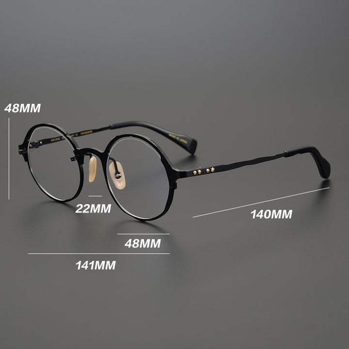 Gatenac Unisex Full Rim Round Titanium Frame Eyeglasses Gxyj665 Full Rim Gatenac