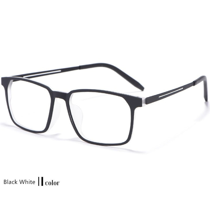 Yimaruili Unisex Full Rim Square Titanium Eyeglasses 8878 Full Rim Yimaruili Eyeglasses Black white