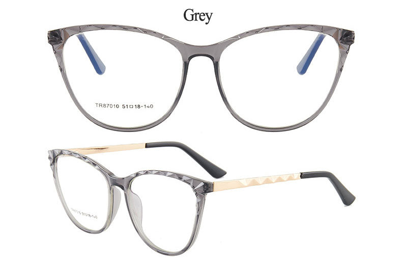 Hotony Women's Full Rim TR 90 Resin Round Cat Eye Frame Eyeglasses 7010 Full Rim Hotony