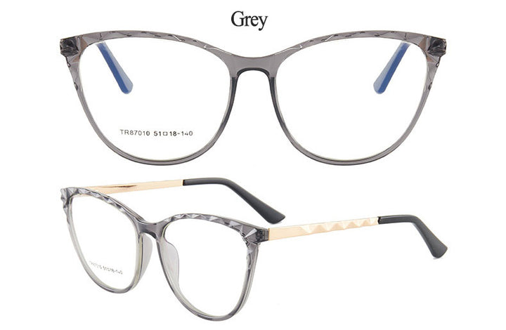 Hotony Women's Full Rim TR 90 Resin Round Cat Eye Frame Eyeglasses 7010 Full Rim Hotony