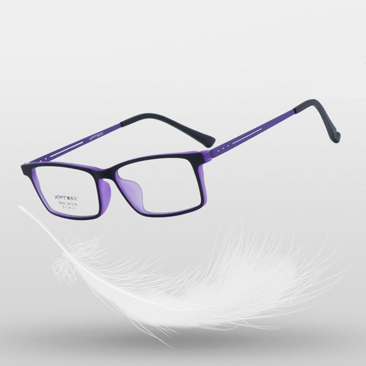 Hotony Unisex Full Rim Rectangle TR 90 Resin B Titanium Frame Eyeglasses 9826 Full Rim Hotony