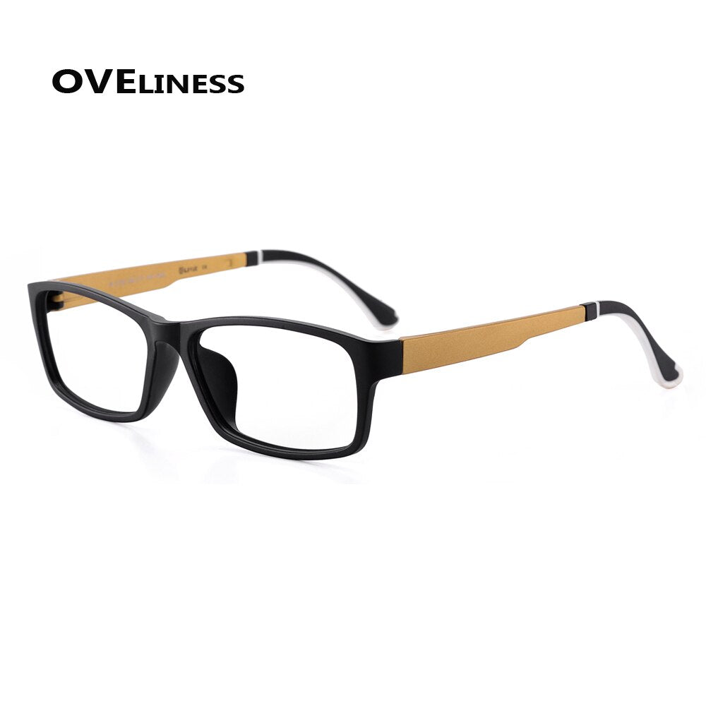 Oveliness Unisex Full Rim Square Tr 90 Titanium Eyeglasses 2126 Full Rim Oveliness black gold