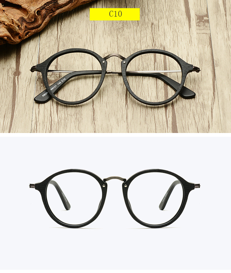 Hdcrafter Unisex Full Rim Round Wood Frame Eyeglasses Rb2447 Full Rim Hdcrafter Eyeglasses