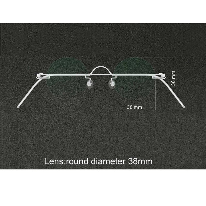 Yujo Unisex Rimless Small Round Screwless Stainless Steel Reading Glasses Y020 Reading Glasses Yujo China 0 38mm