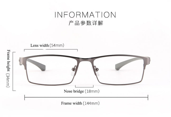 Bclear Men's Semi Rim Square Titanium Alloy Eyeglasses 66071 Semi Rim Bclear
