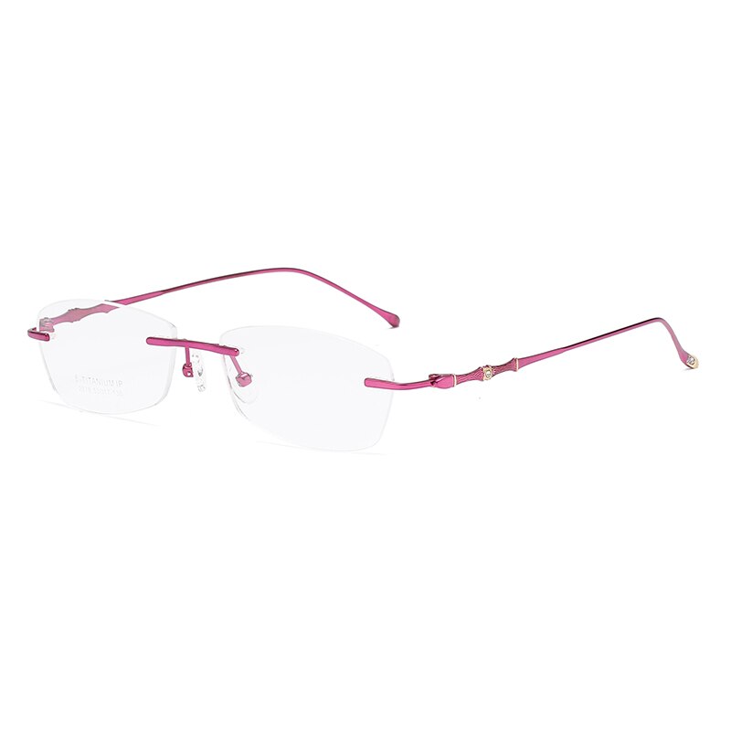 Zirosat 2879 Women's Eyeglasses Titanium Rimless Diamond Trimmed Rimless Zirosat red