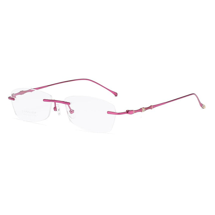 Zirosat 2879 Women's Eyeglasses Titanium Rimless Diamond Trimmed Rimless Zirosat red