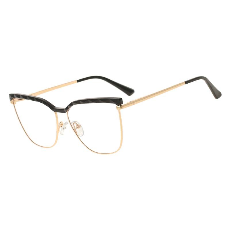 CCspace Unisex Full Rim Square Cat Eye Tr 90 Alloy Frame Eyeglasses 53366 Full Rim CCspace black