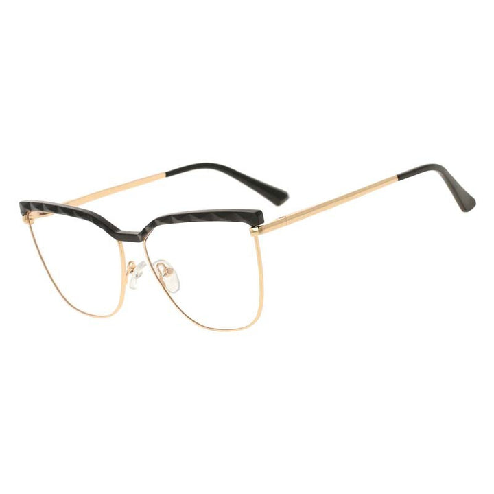 CCspace Unisex Full Rim Square Cat Eye Tr 90 Alloy Frame Eyeglasses 53366 Full Rim CCspace black