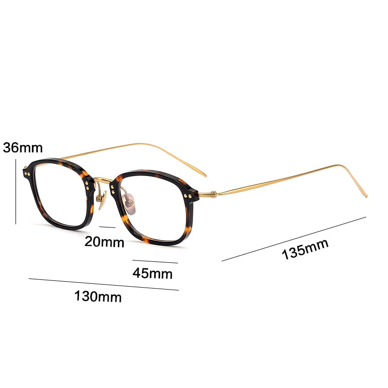 Gatenac Unisex Full Rim Square Acetate Titanium Frame Eyeglasses Gxyj330 Full Rim Gatenac