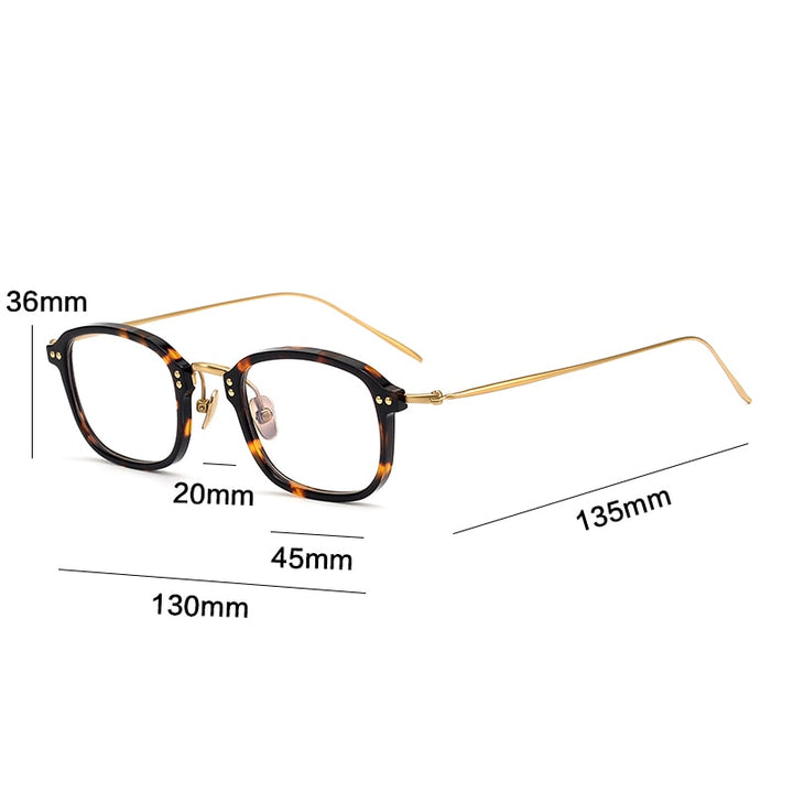 Gatenac Unisex Full Rim Square Acetate Titanium Frame Eyeglasses Gxyj330 Full Rim Gatenac