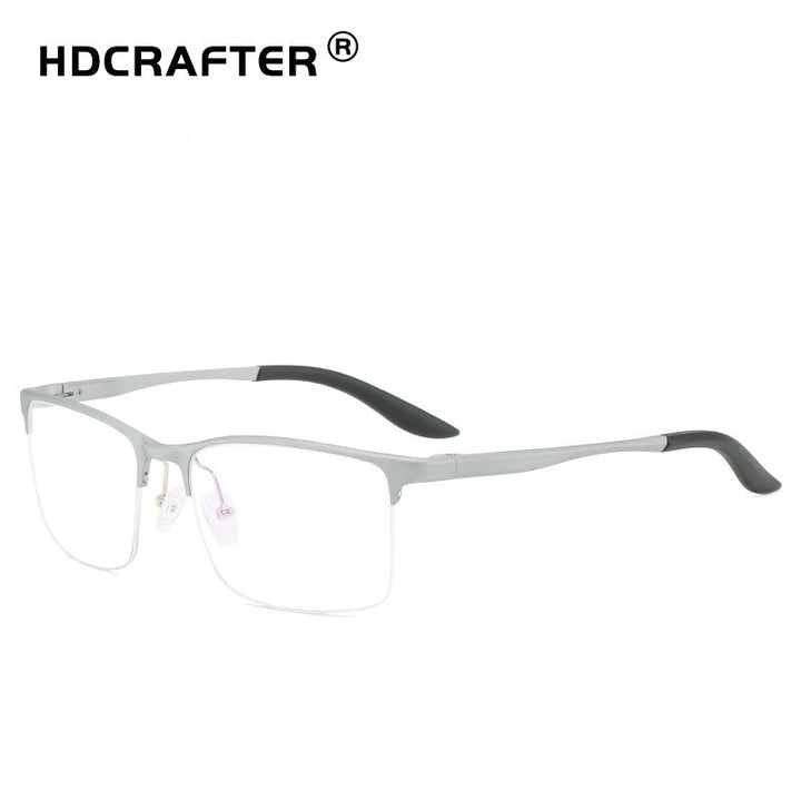 Hdcrafter Men's Semi Rim Square TR 90 Titanium Frame Eyeglasses P6325 Semi Rim Hdcrafter Eyeglasses