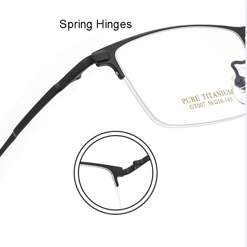 Handoer Unisex Semi Rim Square Titanium Eyeglasses Gt007 Semi Rim Handoer