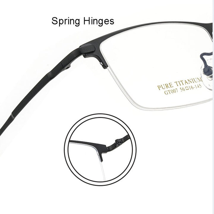Handoer Unisex Semi Rim Square Titanium Eyeglasses Gt007 Semi Rim Handoer