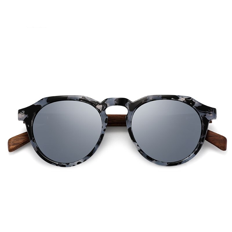 Yimaruili Unisex Full Rim Round Wood Frame HD Polarized Sunglasses 8048 Sunglasses Yimaruili Sunglasses