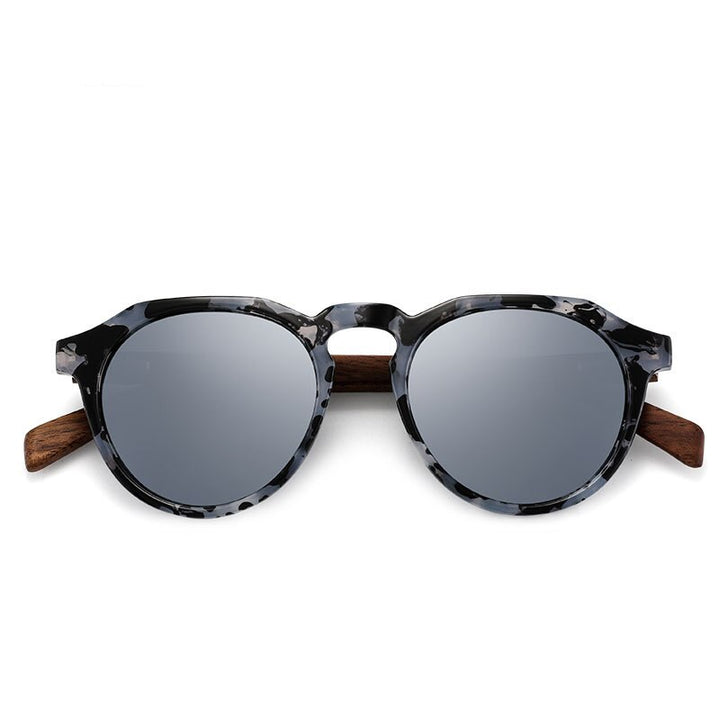Yimaruili Unisex Full Rim Round Wood Frame HD Polarized Sunglasses 8048 Sunglasses Yimaruili Sunglasses