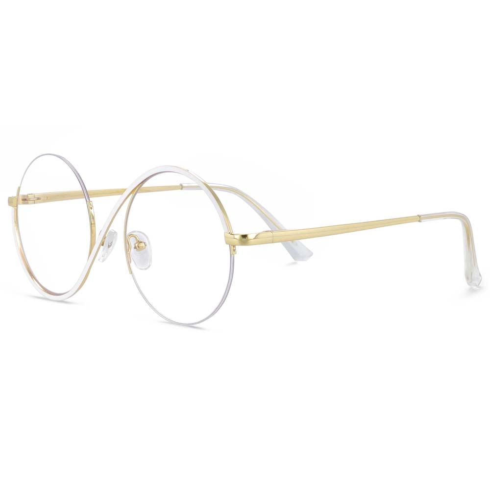 CCspace Unisex Semi Rim Round Alloy Frame Eyeglasses 54042 Semi Rim CCspace