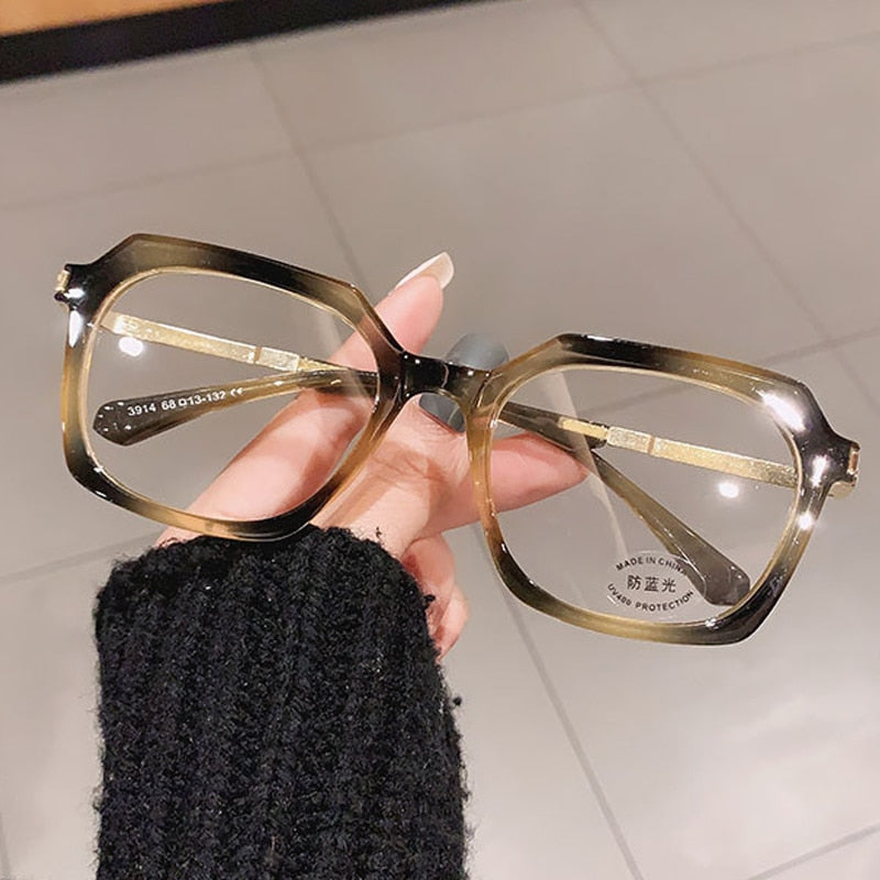 CCspace Unisex Full Rim Square Round Tr 90 Titanium Frame Eyeglasses 46870 Full Rim CCspace Square Leopard