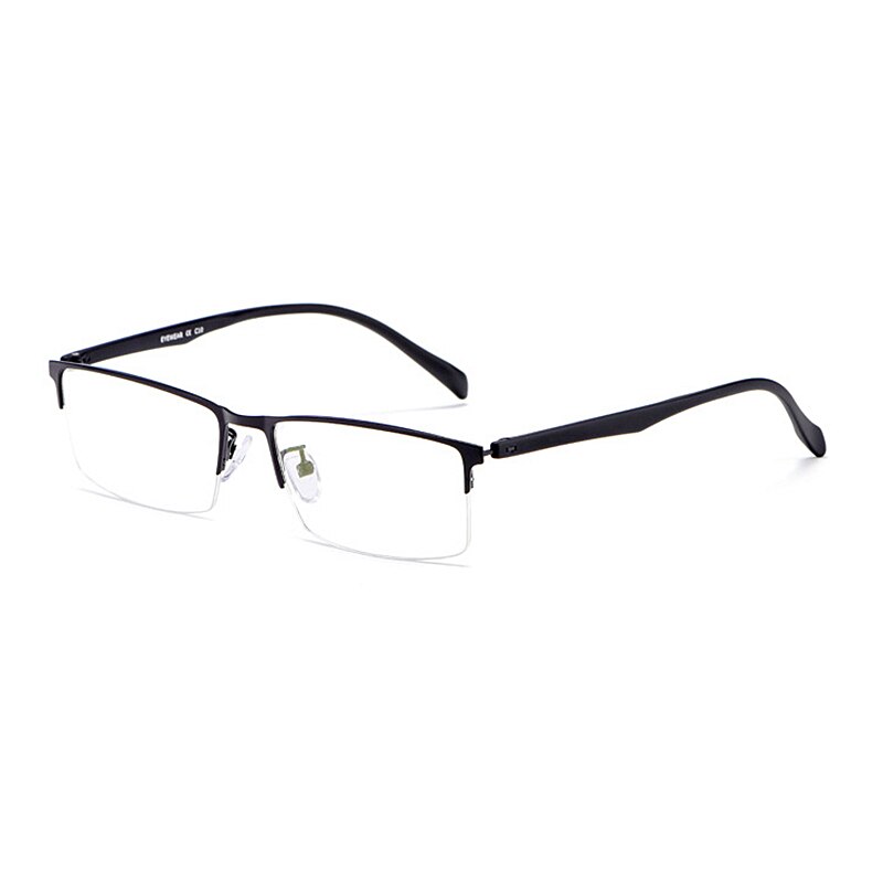 Yimaruili Men's Semi Rim Alloy Frame Eyeglasses 89032 Semi Rim Yimaruili Eyeglasses Black