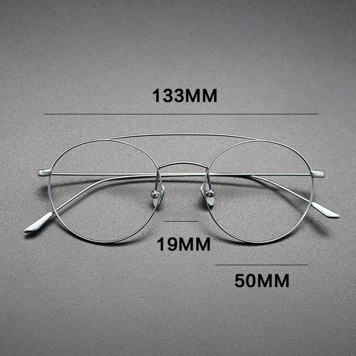 Gatenac Unisex Full Rim Round Titanium Double Bridge Frame Eyeglasses Gxyj618 Full Rim Gatenac