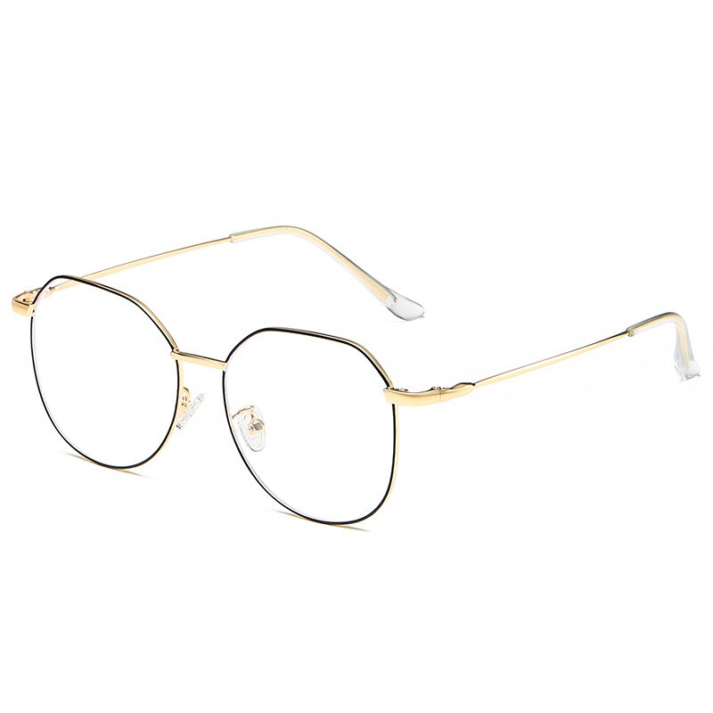 Hotony Unisex Full Rim Alloy Polygonal Frame Eyeglasses Zy9038 Full Rim Hotony BLACK GOLD