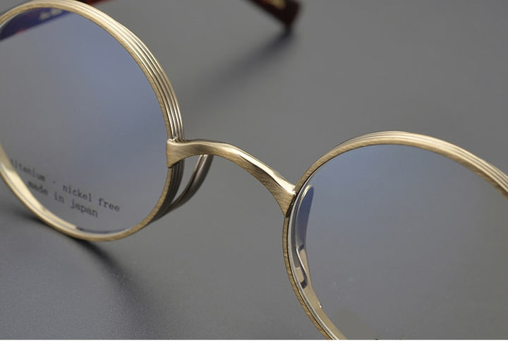 Yujo Unisex Full Rim Thick Round Titanium Acetate Eyeglasses Y041 Full Rim Yujo