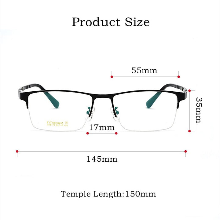 Yimaruili Unisex Semi Rim Round Titanium IP Frame Eyeglasses  HT0178 Semi Rim Yimaruili Eyeglasses
