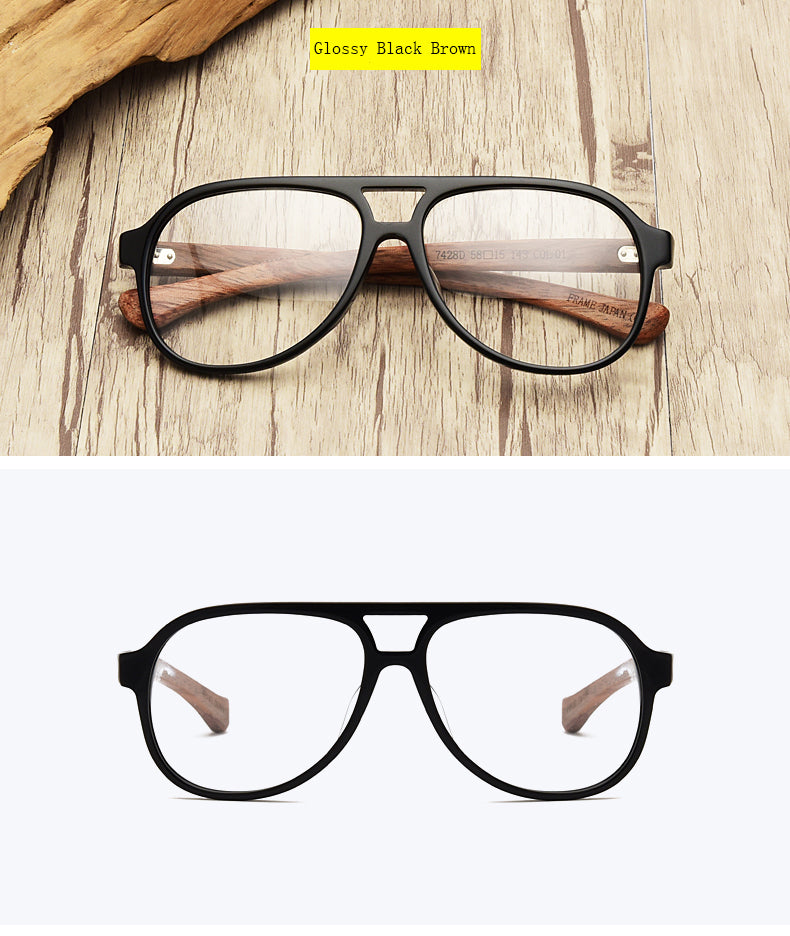 Hdcrafter Unisex Full Rim Double Bridge Round Wood Frame Eyeglasses 7428d Full Rim Hdcrafter Eyeglasses