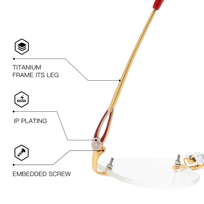 Zirosat 58060 Women's Rimless Eyeglasses Alloy Diamond Cut Tinted Lenses Rimless Zirosat