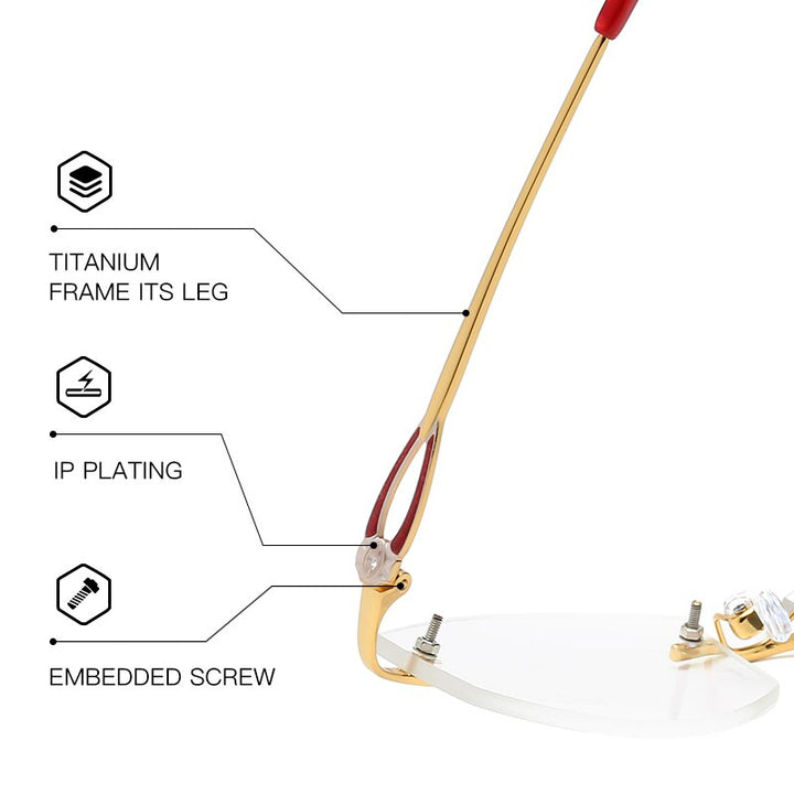 Zirosat 58060 Women's Rimless Eyeglasses Alloy Diamond Cut Tinted Lenses Rimless Zirosat