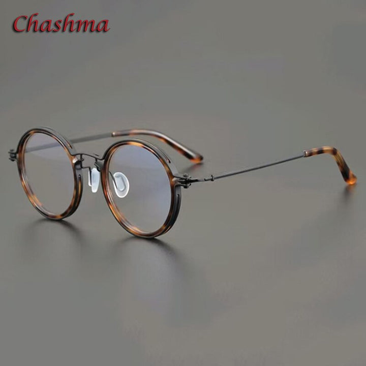 Chashma Ochki Unisex Full Rim Round Titanium Acetate Eyeglasses Z012 Full Rim Chashma Ochki C1  