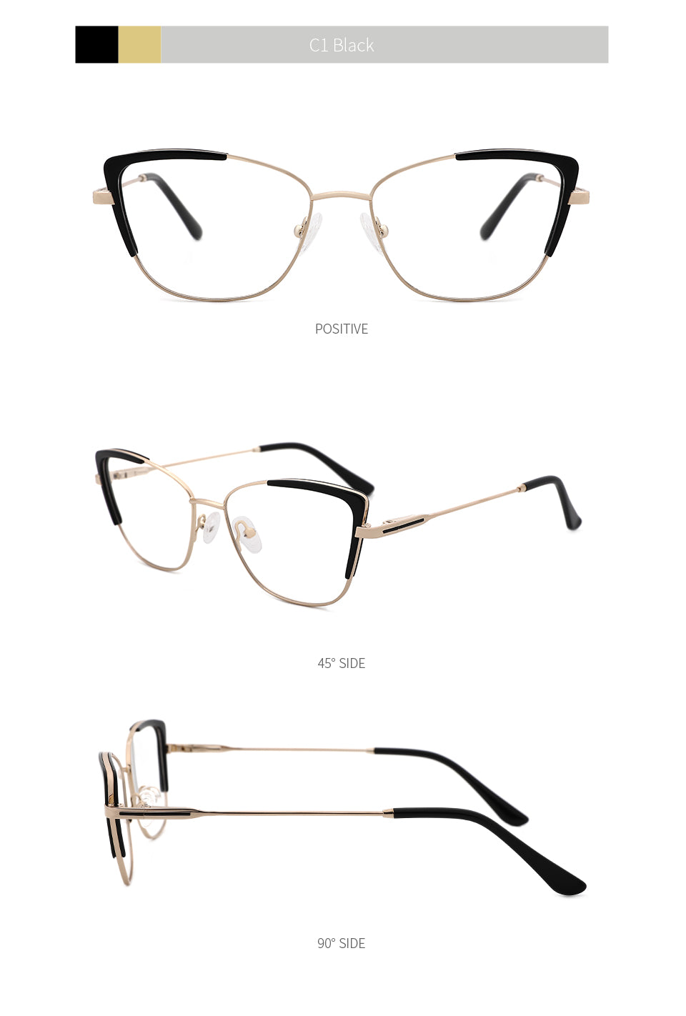 Kansept Women's Full Rim Cat Eye Stainless Steel Frame Eyeglasses Ms8124 Full Rim Kansept